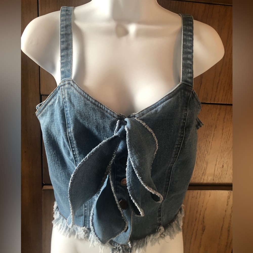 Denim crop tank